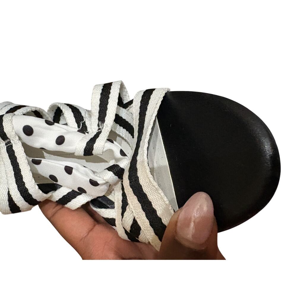Gianni Bini Black White Ankle Wrap Heels Size 7 - Picture 5 of 8